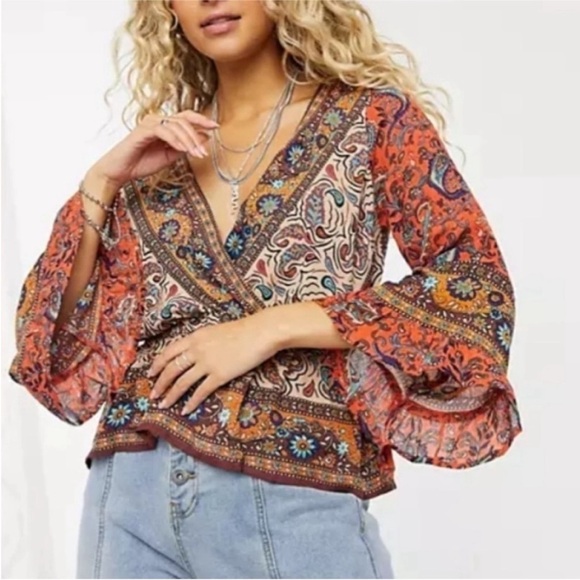 Free People Rosalie Wrap‎ Top - Picture 1 of 13